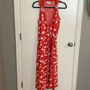 Stylish Red and White Floral Midi Dress